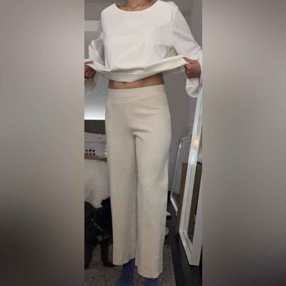 The Row “Maria” pants (retail $1390) silk and polyamide cropped wide leg pants